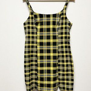 Yellow and Black Plaid Sheath Mini Dress